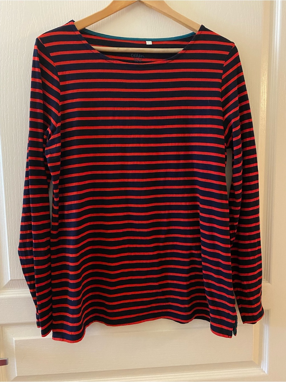 BODEN Breton Striped 100% Cotton Long Sleeve in Black & Red - US14